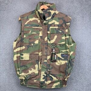 Renegade Mens Woodland Camo Tactical Utility Vest Medium Green Brown Cargo